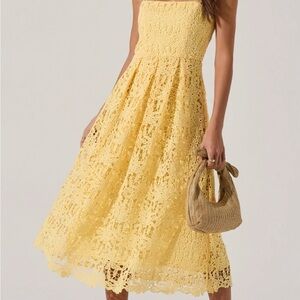 Astr Yellow Strapless A-Line Mini Dress